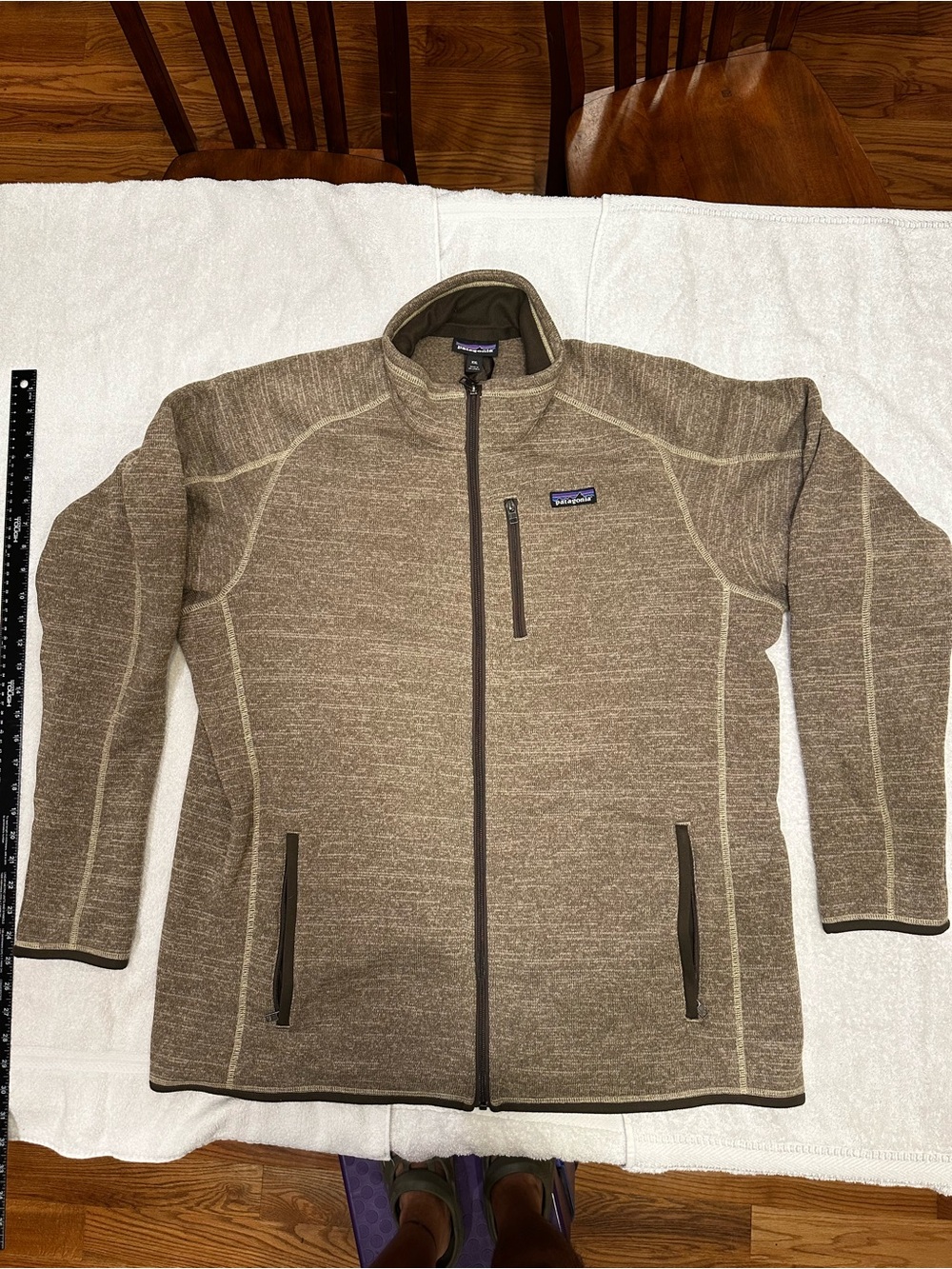 Patagonia Men's Heathered Tan Full-Zip Performance Jacket